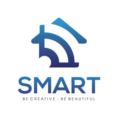 Wall Mural - smart home security tech logo design vector