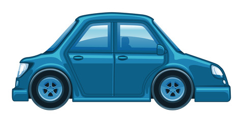 Wall Mural - Single picture of blue car on white background