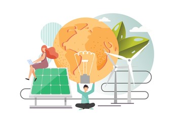 Poster - solar energy, vector flat style design illustration