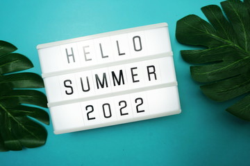 Wall Mural - hello summer 2022 word in light box