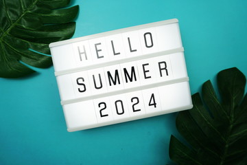 Wall Mural - hello summer 2024 word in light box