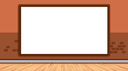 Wall Mural - whiteboard template on brickwall