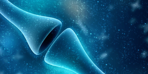 Poster - Synapse and Neuron cells sending electrical chemical signals. 3d rendering