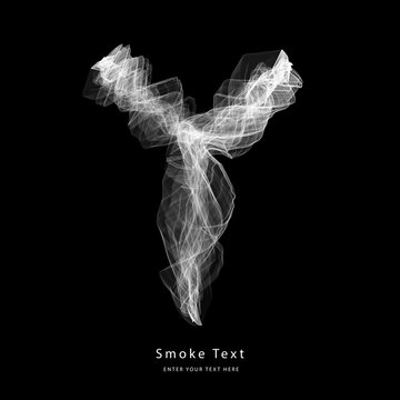 Abstract smoke upper case alphabet letter text art smoky pen brush effect.