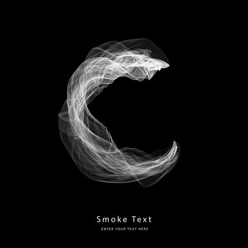 Abstract smoke lower case alphabet letter text art smoky pen brush effect.