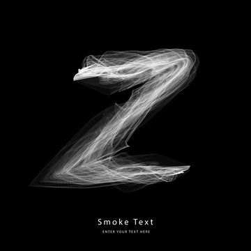 Abstract smoke lower case alphabet letter text art smoky pen brush effect.