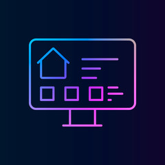Fototapete - Monitor, online, house, information nolan icon. Simple thin line, outline vector of real estateicons for ui and ux, website or mobile application