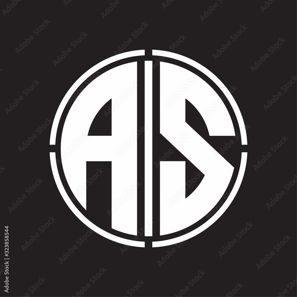 As Sign Image AS Logo initial with circle line cut design template Stock Vector ...