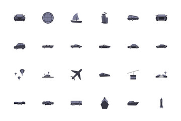 Canvas Print - Isolated transportation vehicles fill style icon set vector design