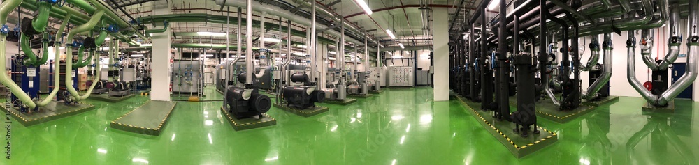 Compressor Plant Line Panorama Industrial Compressor plant Stock Photo | Adobe Stock