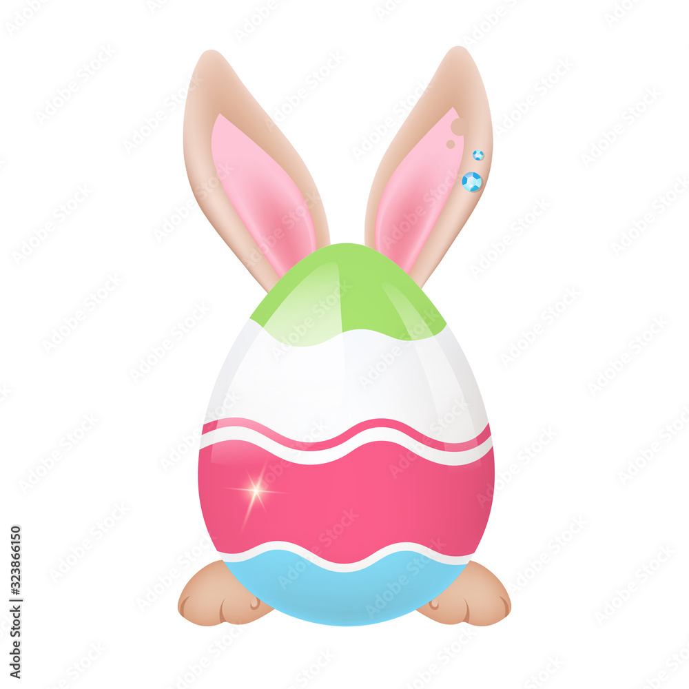 Cute decorated Easter egg with bunny legs and ears cartoon vector ...