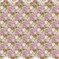 Wall Mural - seamless watercolor pattern with painted pink-blue flowers on a light background