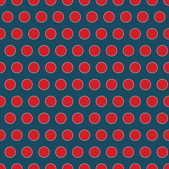 Poster - Seamless red dots on blue background pattern print
