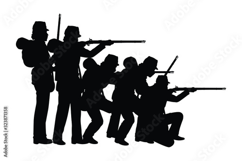Cuadros en Lienzo Civil war soldier troop silhouette vector