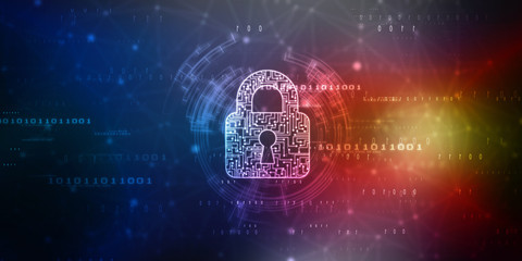 2d illustration Safety concept: Closed Padlock on digital background