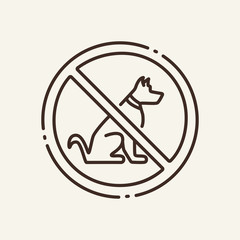 Wall Mural - Prohibition of dogs thin line icon. No animals, circular warning, store entrance isolated outline sign. Artificial intelligence concept. Vector illustration symbol element for web design and apps