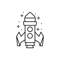 Poster - Spaceship icon. Simple line, outline vector of rocket icons for ui and ux, website or mobile application