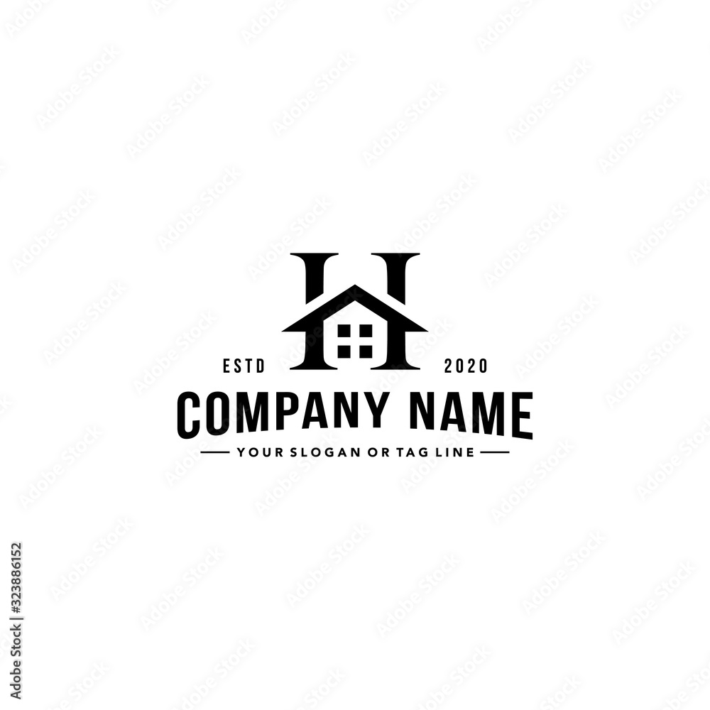 letter h and home logo design vector Stock Vector | Adobe Stock