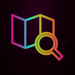 Poster - magnifier on the map nolan style icon. Simple thin line, outline vector of navigation icons for ui and ux, website or mobile application