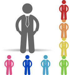 Poster - Poor businessman in multi color style icon. Simple glyph, flat vector of mobile banking icons for ui and ux, website or mobile application