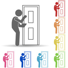 Poster - Beggar in multi color style icon. Simple glyph, flat vector of mobile banking icons for ui and ux, website or mobile application