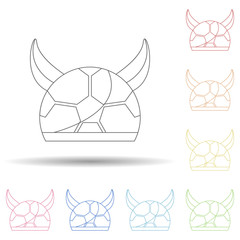 Poster - Fan cap with horns in multi color style icon. Simple thin line, outline vector of russian fan atributs icons for ui and ux, website or mobile application