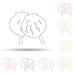Poster - Fan pompoms of fans in multi color style icon. Simple thin line, outline vector of russian fan atributs icons for ui and ux, website or mobile application