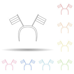 Aufkleber - Fan hair band with ears in multi color style icon. Simple thin line, outline vector of russian fan atributs icons for ui and ux, website or mobile application