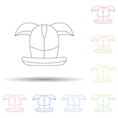 Poster - Fan cap with horns in multi color style icon. Simple thin line, outline vector of russian fan atributs icons for ui and ux, website or mobile application