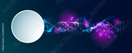 Obraz Dibond Science template, wallpaper or banner with a DNA virus molecules. Vector illustration.
