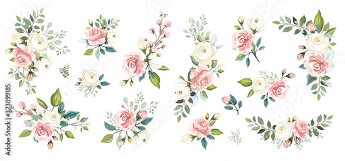 Cuadros en Lienzo Set of floral branch