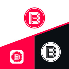 B letter initial icon logo design, line style logo design