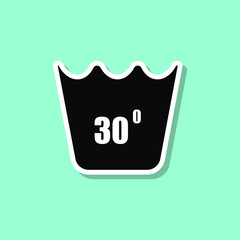 Fototapete - machine wash at 30 degrees sticker style icon. simple thin line, outline, glyph, flat vector of wash