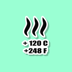 Poster - Wash sign at high temperatures sticker style icon. Simple thin line, outline, glyph, flat vector of wash icons for ui and ux, website or mobile application