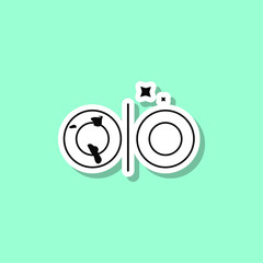 Poster - Clean and dirty dishes sticker style icon. Simple thin line, outline, glyph, flat vector of wash icons for ui and ux, website or mobile application