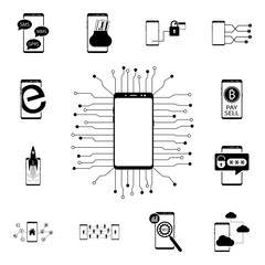 Poster - Smartphone, calculator, bank card icon. Mobile concept icons universal set for web and mobile