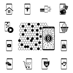 Poster - Smartphone multimedia application icon. Mobile concept icons universal set for web and mobile