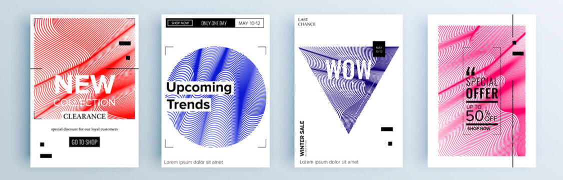 Modern abstract covers set, minimal covers design. Colorful geometric background, vector illustration.