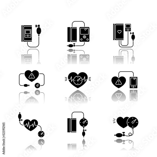 Cuadros en Lienzo Early pregnancy symptom drop shadow black glyph icons set