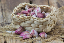 Fresh Garlic In A Basket