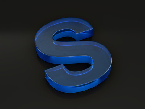 Glass letter S on black