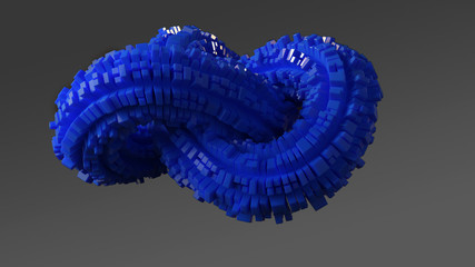 3d abstract blue plastic torus knot against gray background
