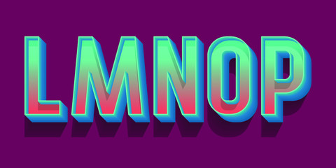 Leinwandbilder - L, M, N, O, P volumetric blue red letters. Urban 3d retro font.