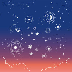 Wall Mural - vector doodle stars illustration set