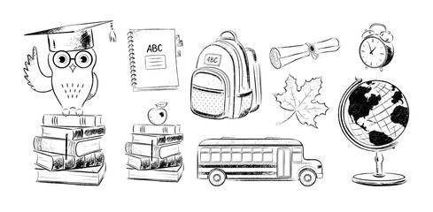 Wall Mural - set of education items doodles