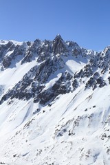 Sticker - French Alps winter snow - ragged peaks with snow. Valloire area.