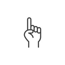 Index, Finger Point Line Icon. Linear Style Sign For Mobile Concept And Web Design. Hand With One Finger Pointing Up Outline Vector Icon. Symbol, Logo Illustration. Vector Graphics