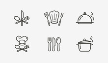 Cooking Icon Set Vector. Culinary, Restaurant, Cuisine Symbol Or Logo