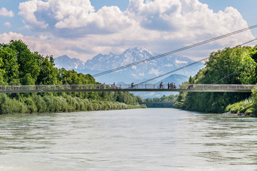 Canvas Print - Salzach river on its way through Salzburg, Austria