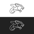 lioness lineart logo template vector illustration